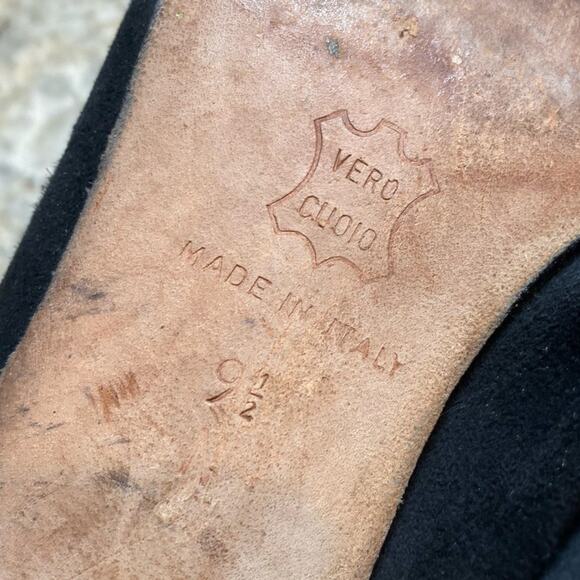 Silvia Fiorentina Cap Toe Blk Luxury Suede Leather Spectator Heel Italy 9.5N - Picture 13 of 15